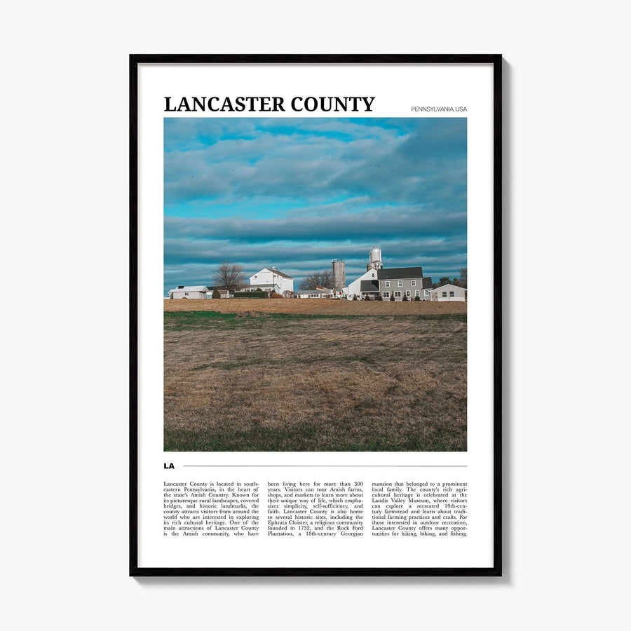 Lancaster County Travel Poster, framed poster mockup