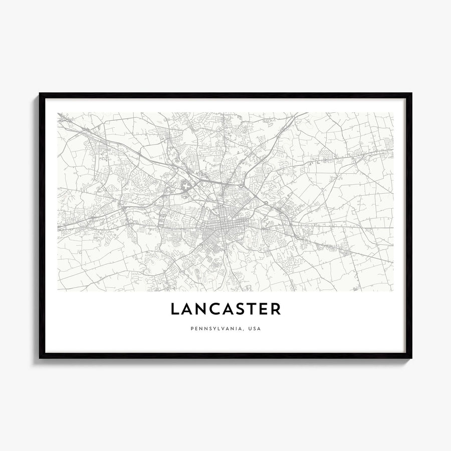 Lancaster, Pennsylvania Map Poster, framed poster mockup