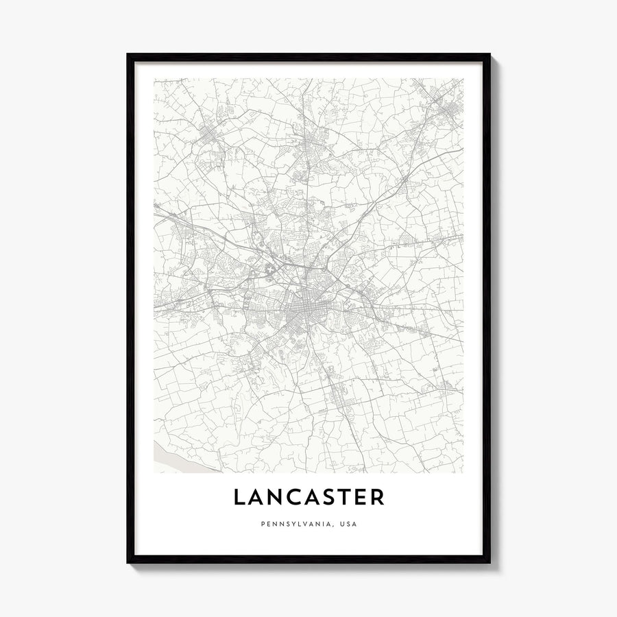Lancaster, Pennsylvania Map Poster, framed poster mockup