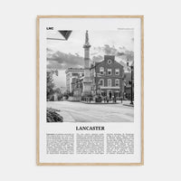 Lancaster, Pennsylvania Poster Natural Wood / 8x12 in Nbourhood Travel B&W Poster