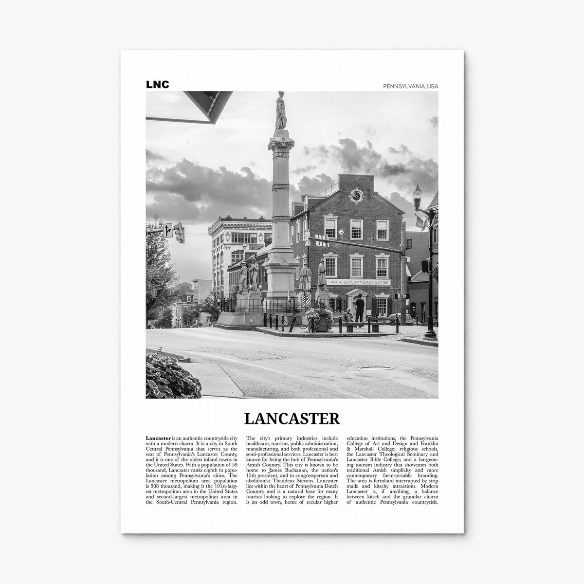 Lancaster, Pennsylvania Newspaper Poster, print only (unframed)
