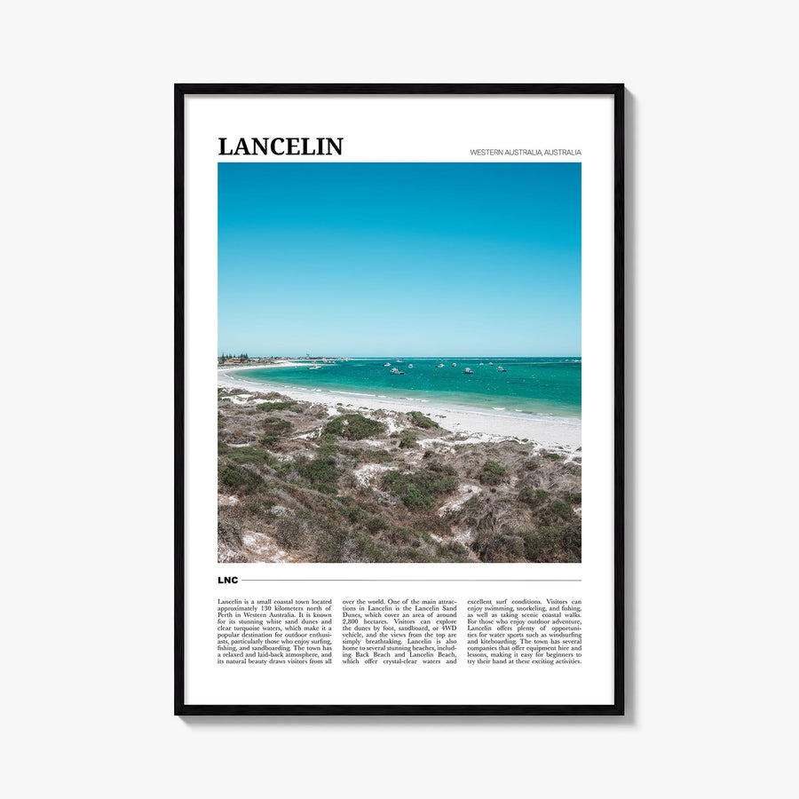Lancelin colorful travel poster of Australia – vertical wall art, unframed print shown in interior mockup