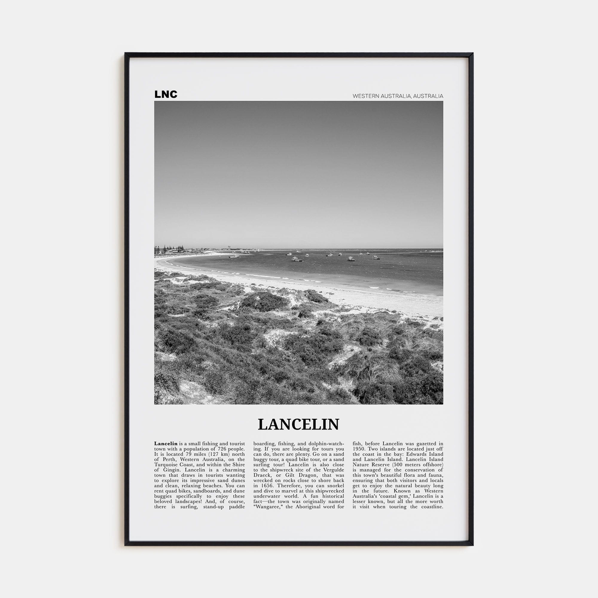 Lancelin Poster None / 8x12 in Nbourhood Travel B&W Poster