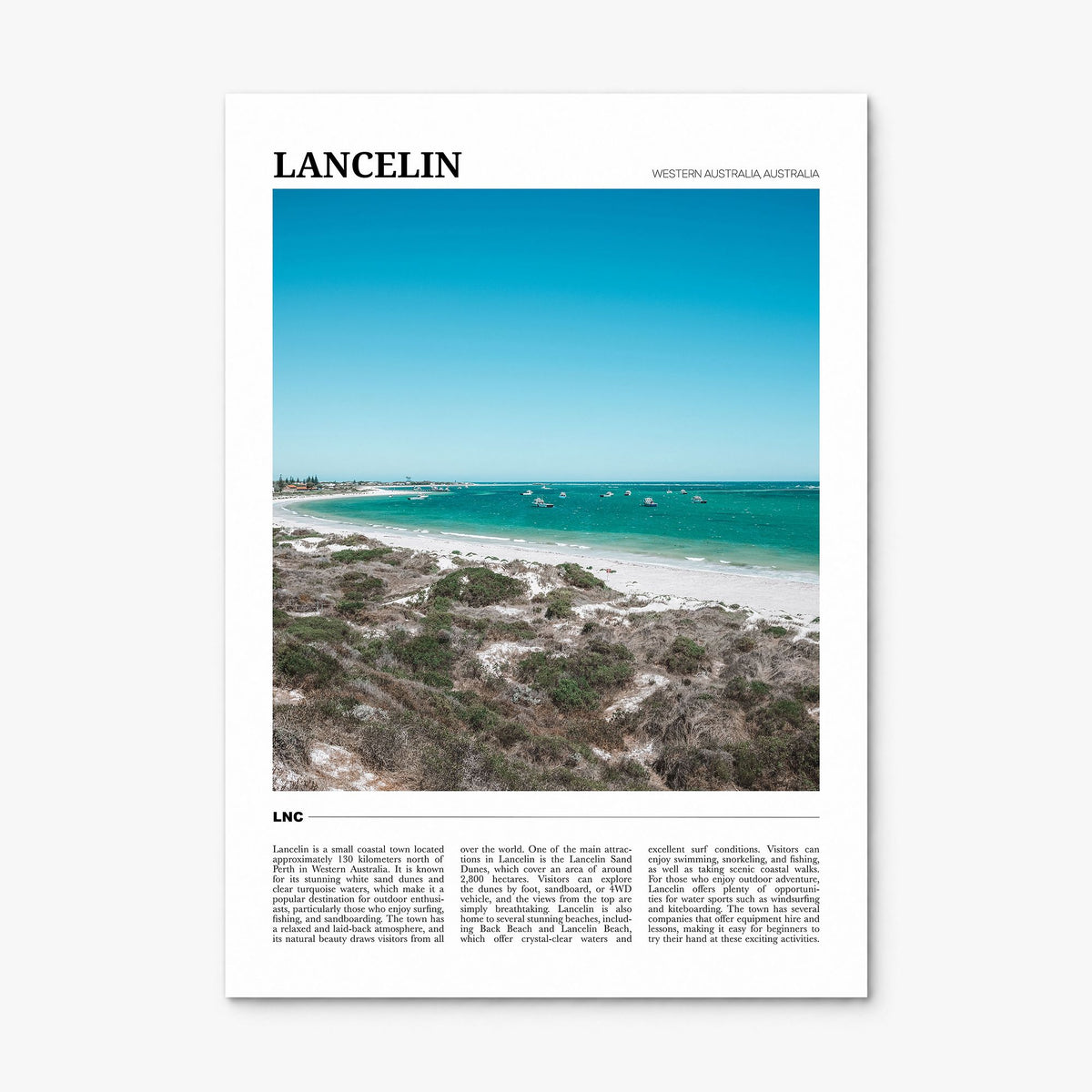 Lancelin Travel Poster, print only (unframed)