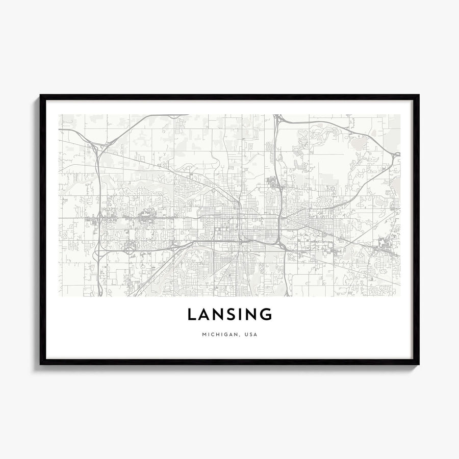 Lansing Map Poster, framed poster mockup