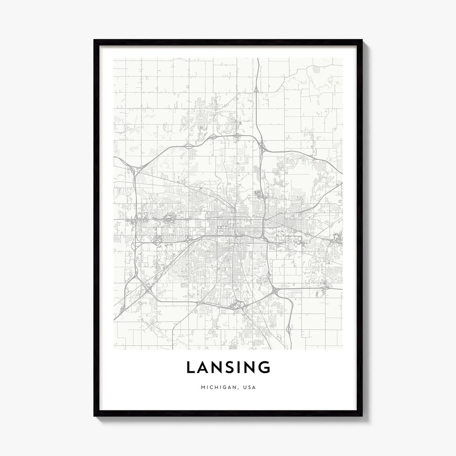 Lansing Map Poster, framed poster mockup