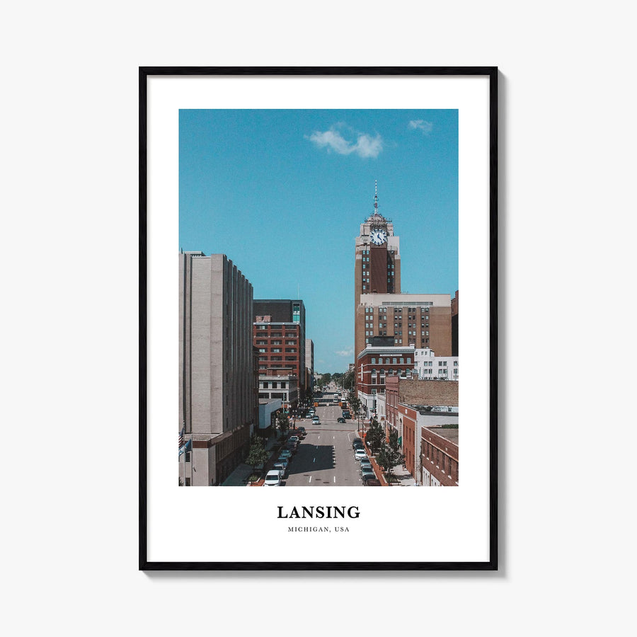 Lansing no. 2 colorful classic poster of Michigan, USA – vertical wall art, unframed print shown in interior mockup