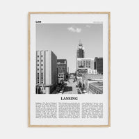 Lansing Poster Natural Wood / 8x12 in Nbourhood Travel B&W Poster