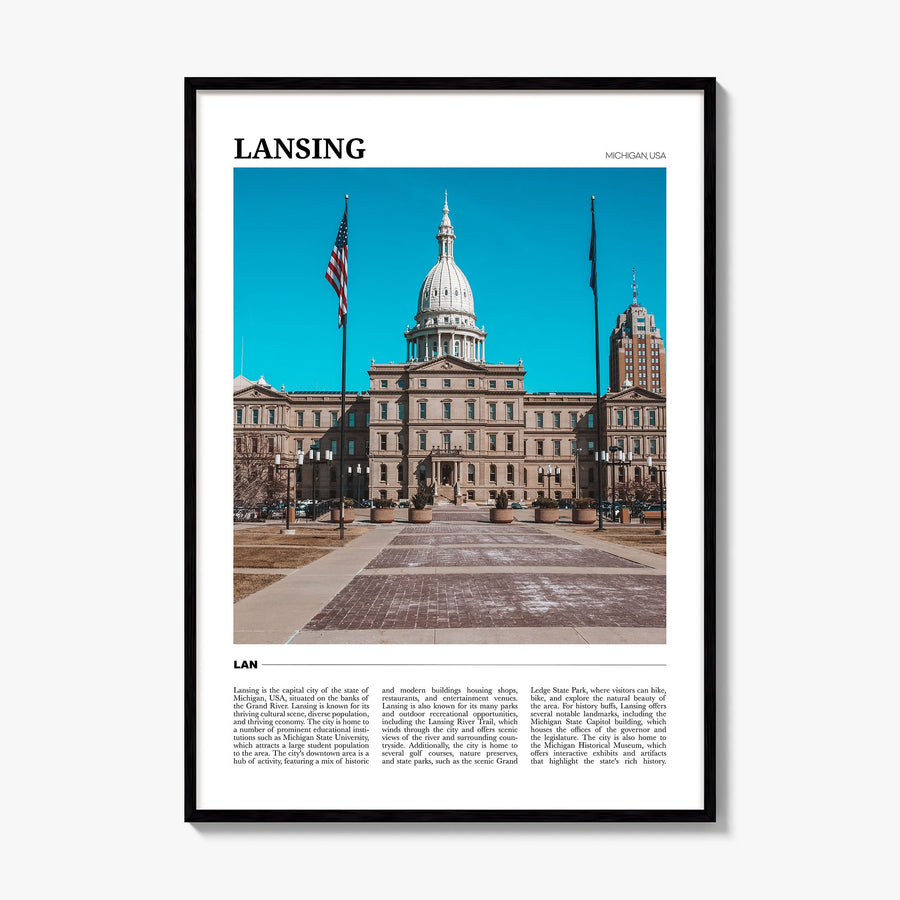 Lansing Travel No 1 Poster, framed poster mockup