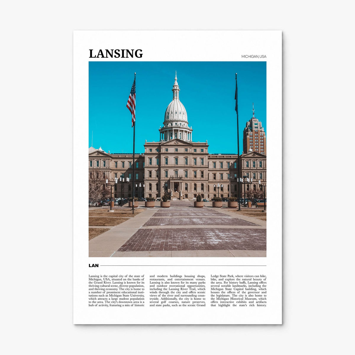 Lansing Travel No 1 Poster, print only (unframed)