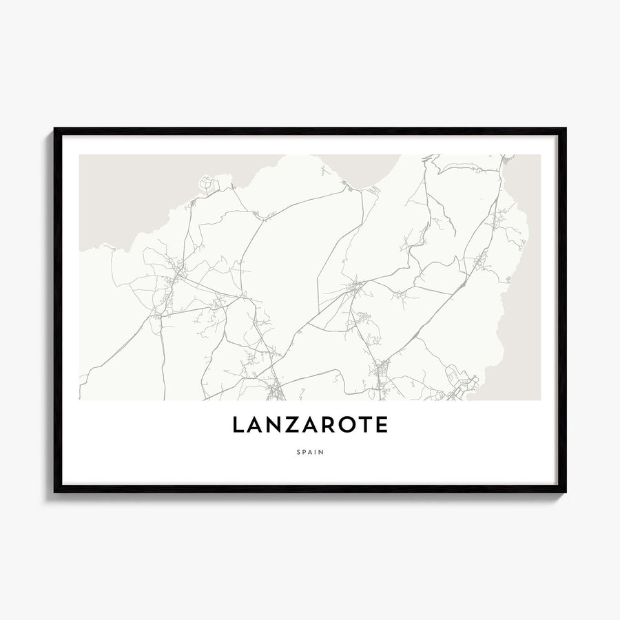 Lanzarote Map Poster, framed poster mockup
