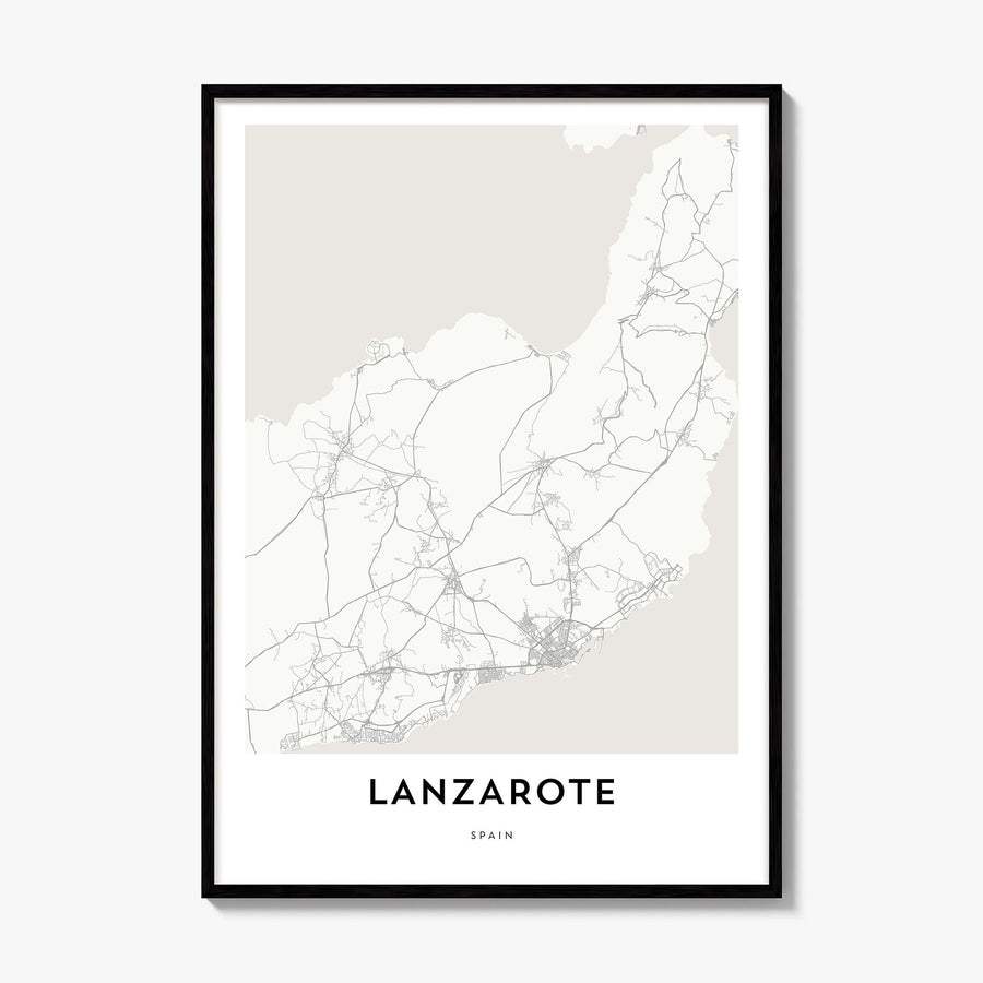 Lanzarote Map Poster, framed poster mockup