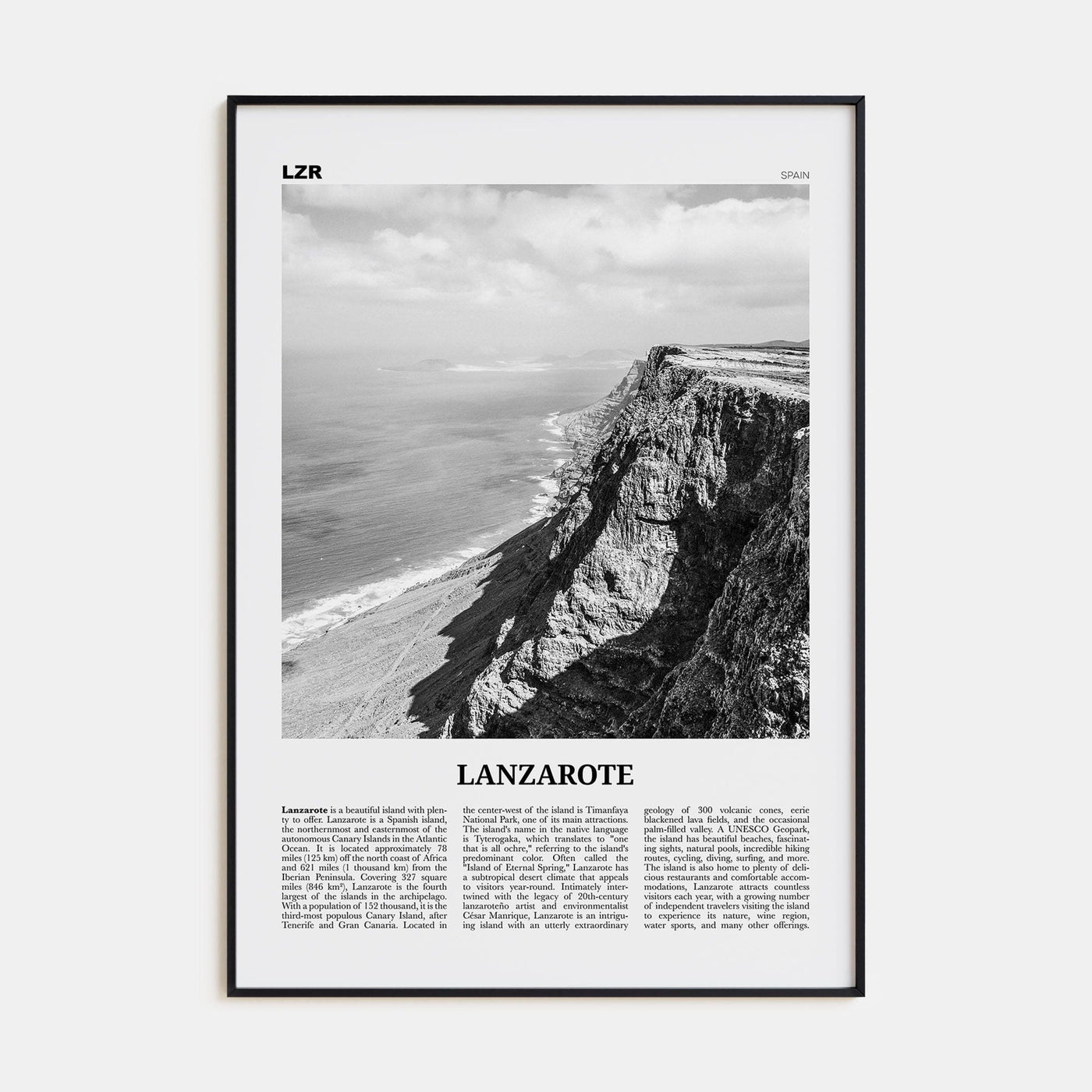 Lanzarote Poster None / 8x12 in Nbourhood Travel B&W Poster