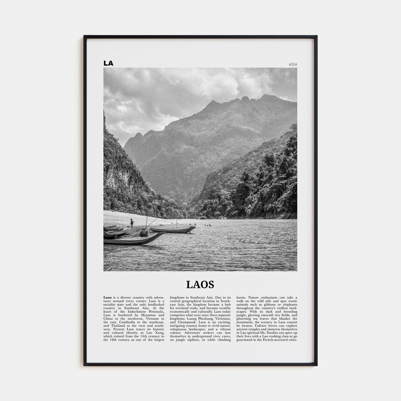 Laos No 1 Poster None / 8x12 in Nbourhood Travel B&W Poster