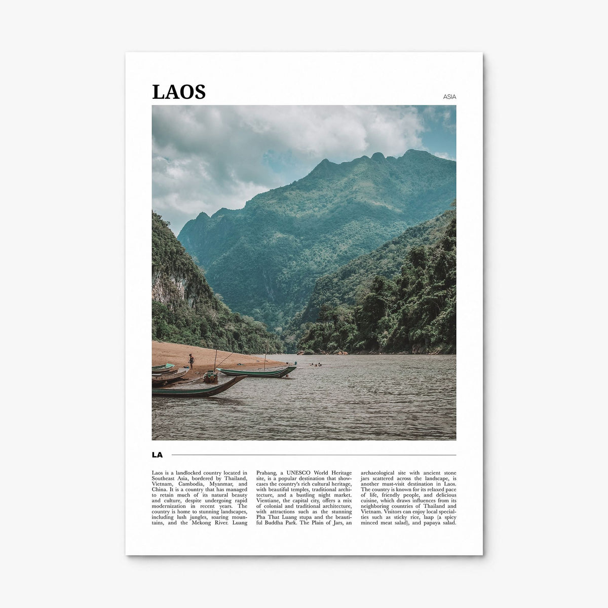 Laos Travel Poster, print only (unframed)
