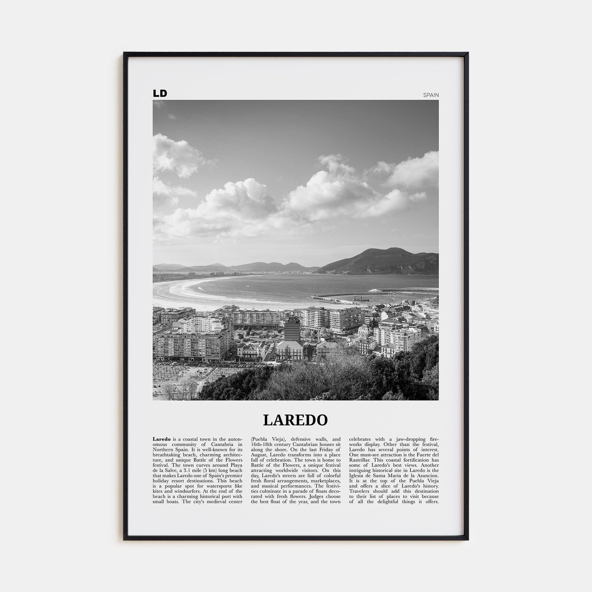 Laredo, Spain Poster None / 8x12 in Nbourhood Travel B&W Poster