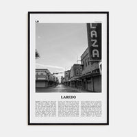 Laredo, Texas Poster Black Wood / 8x12 in Nbourhood Travel B&W Poster