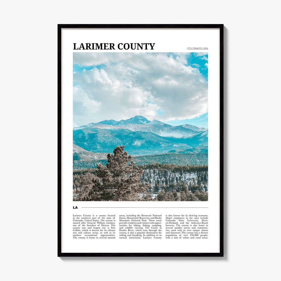 Larimer County Travel Poster, framed poster mockup