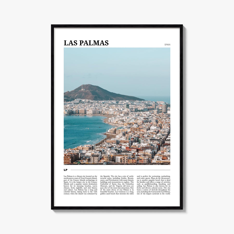 Las Palmas colorful travel poster of Spain – vertical wall art, unframed print shown in interior mockup