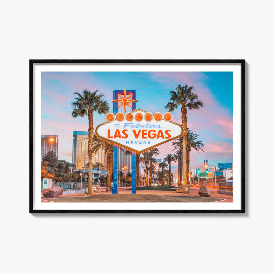 Las Vegas colorful photo poster of Nevada, USA – horizontal wall art, unframed print shown in interior mockup