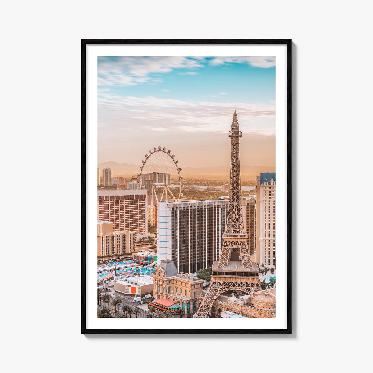 Las Vegas colorful photo poster of Nevada, USA – vertical wall art, unframed print shown in interior mockup