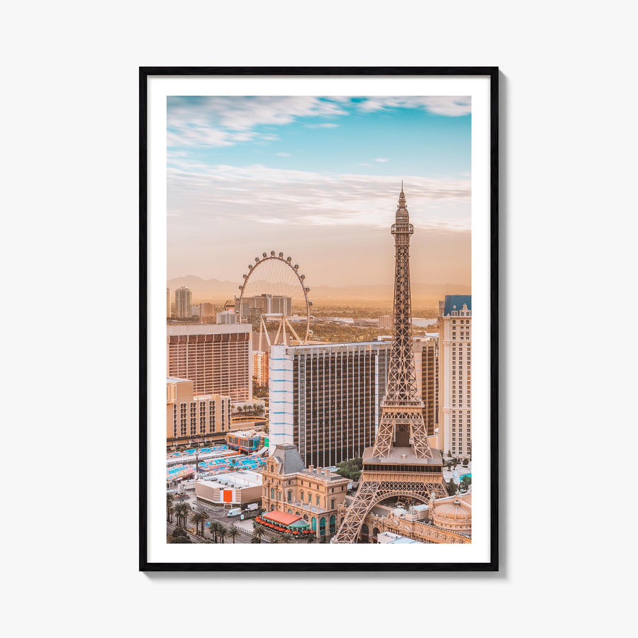 Las Vegas colorful photo poster of Nevada, USA – vertical wall art, unframed print shown in interior mockup