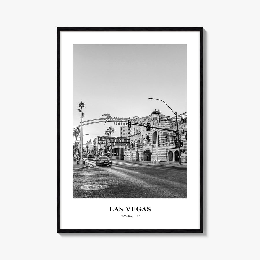 Las Vegas no. 3 black & white classic poster of Nevada, USA – vertical wall art, unframed print shown in interior mockup