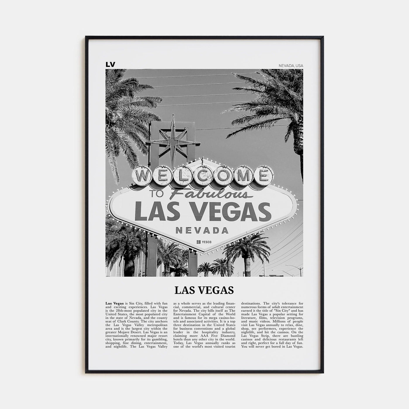 Las Vegas No 3 Poster None / 8x12 in Nbourhood Travel B&W Poster