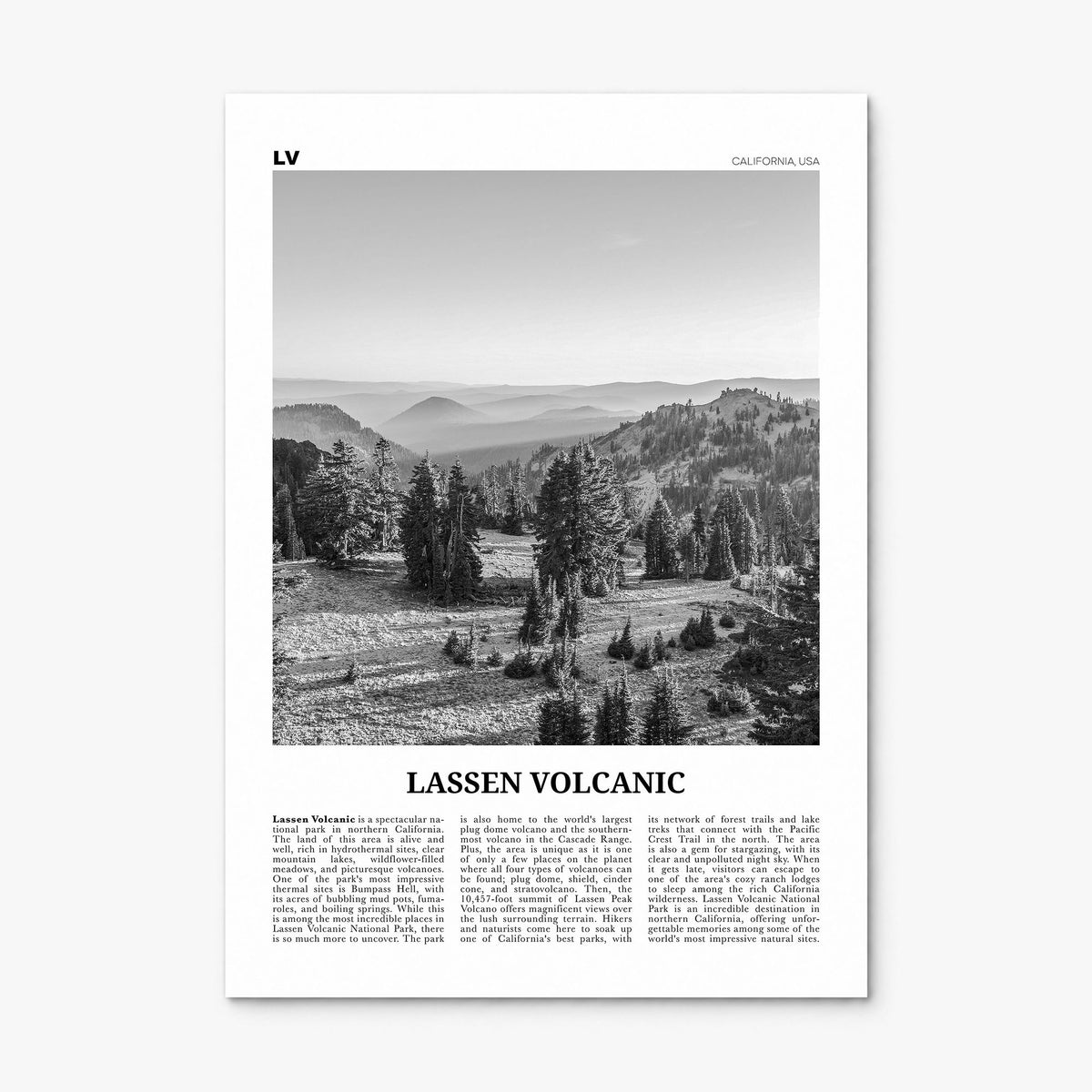 Lassen Volcanic National Park Newspaper Poster, print only (unframed)