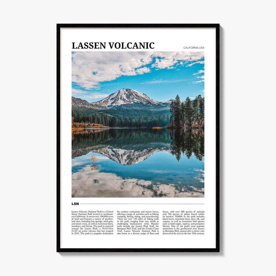 Lassen Volcanic National Park Travel Poster, framed poster mockup