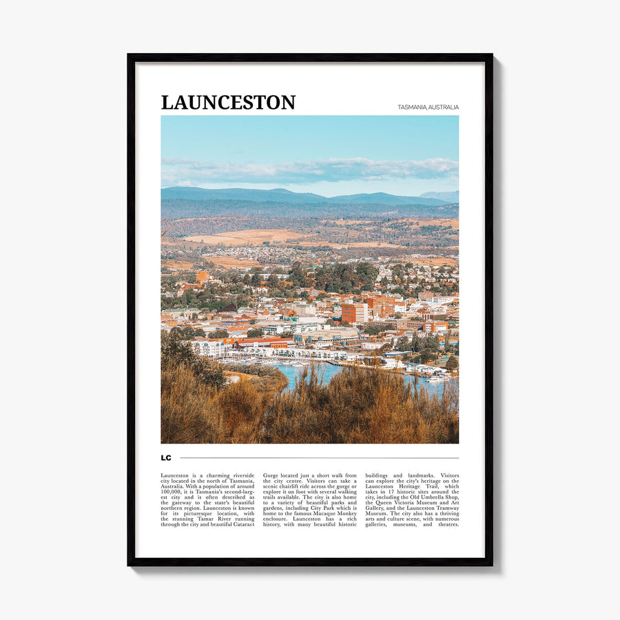 Launceston Travel Poster, framed poster mockup