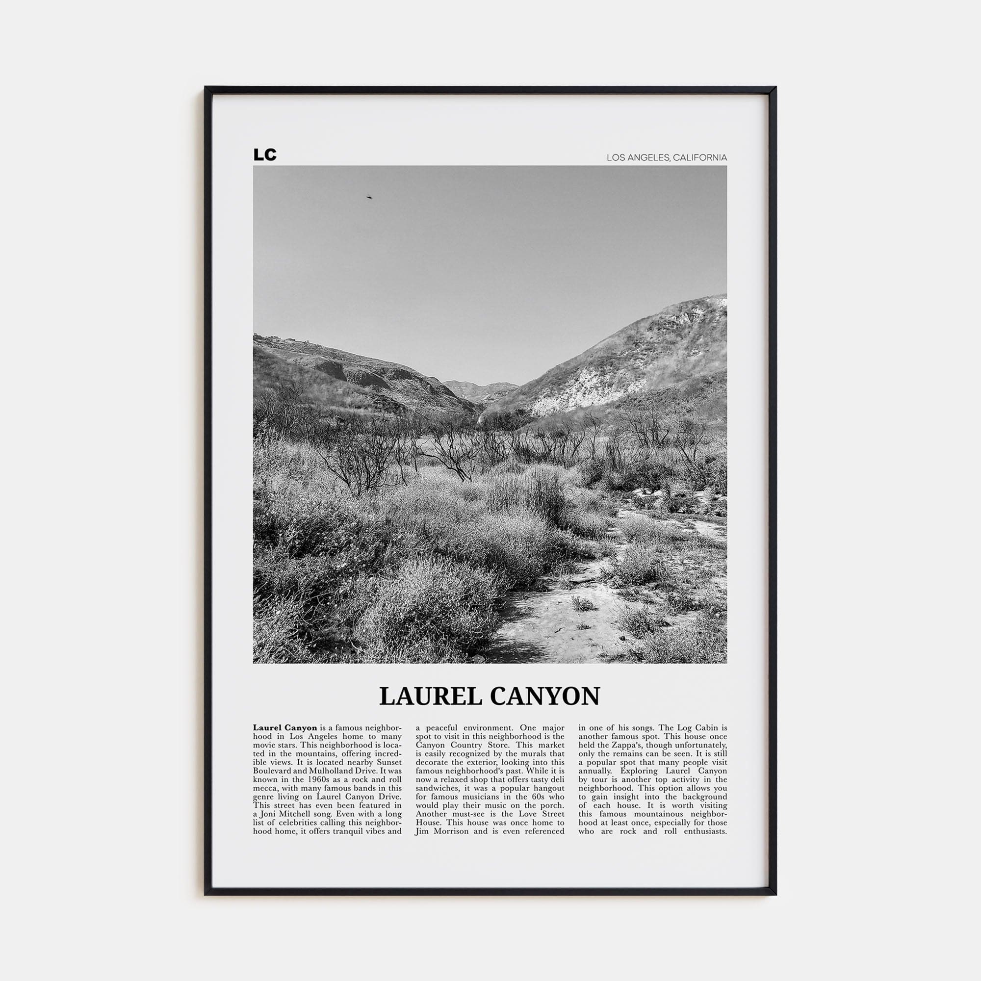 Laurel Canyon Poster None / 8x12 in Nbourhood Travel B&W Poster