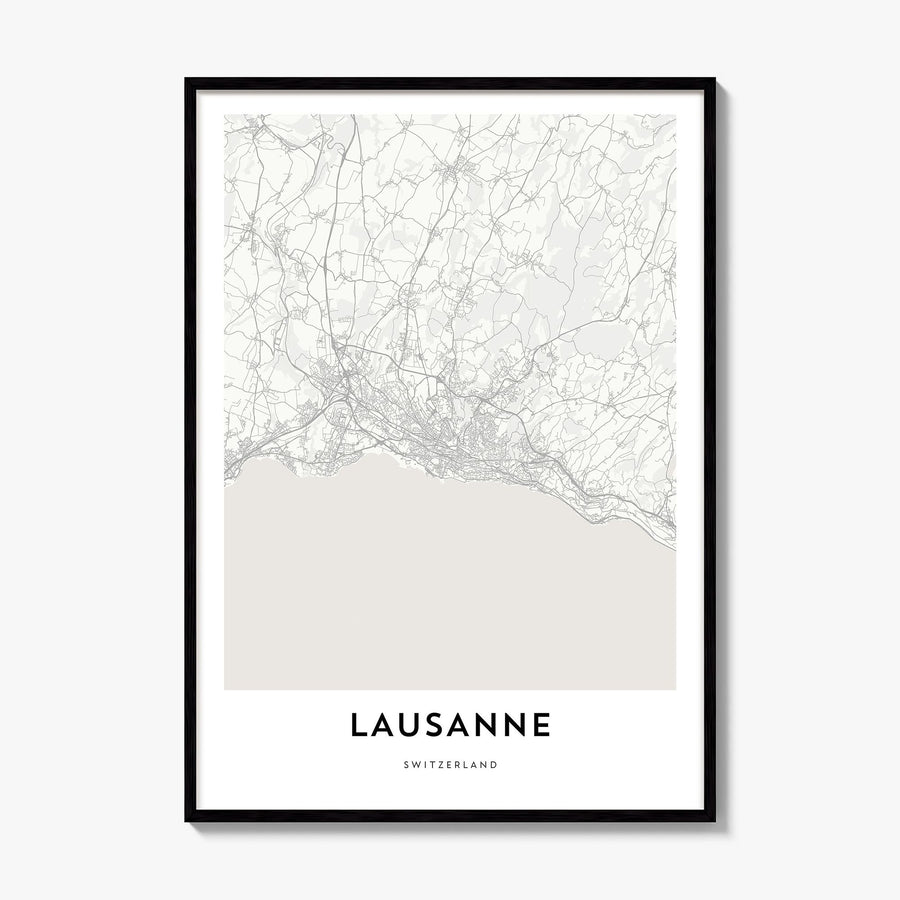 Lausanne Map Poster, framed poster mockup