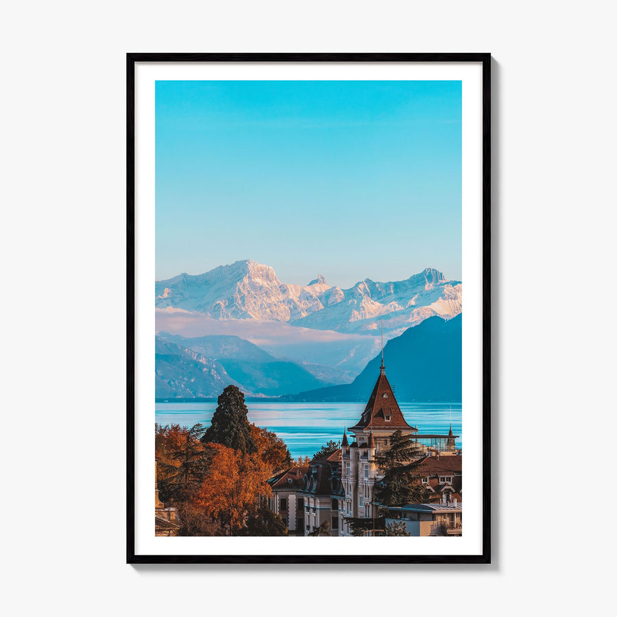 Lausanne Photo Poster, framed poster mockup, white border