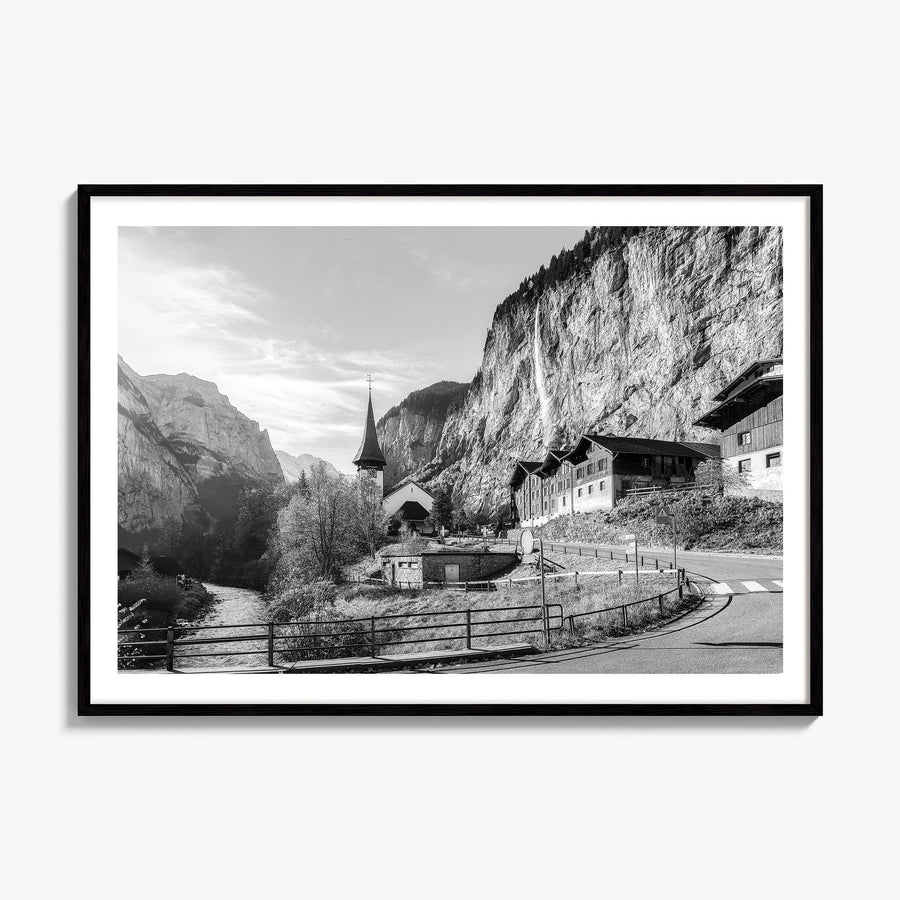 Lauterbrunnen Photo Poster, framed poster mockup, white border
