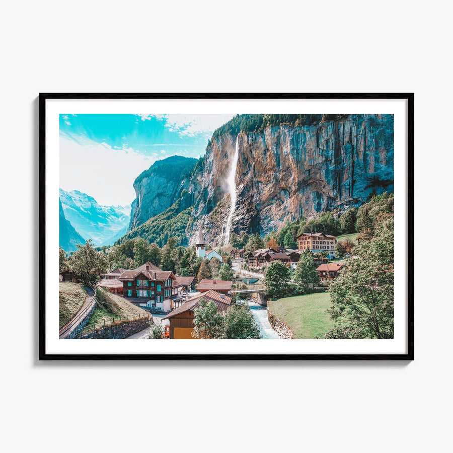 Lauterbrunnen Photo Poster, framed poster mockup, white border