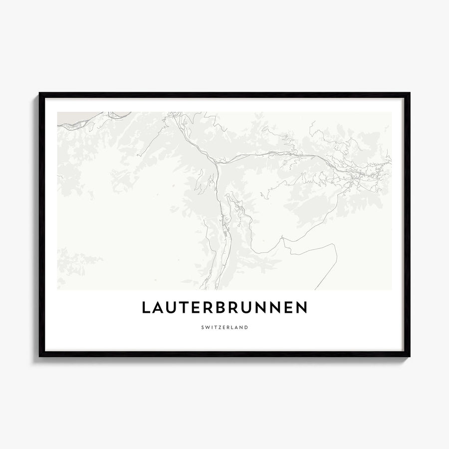 Lauterbrunnen Map Poster, framed poster mockup