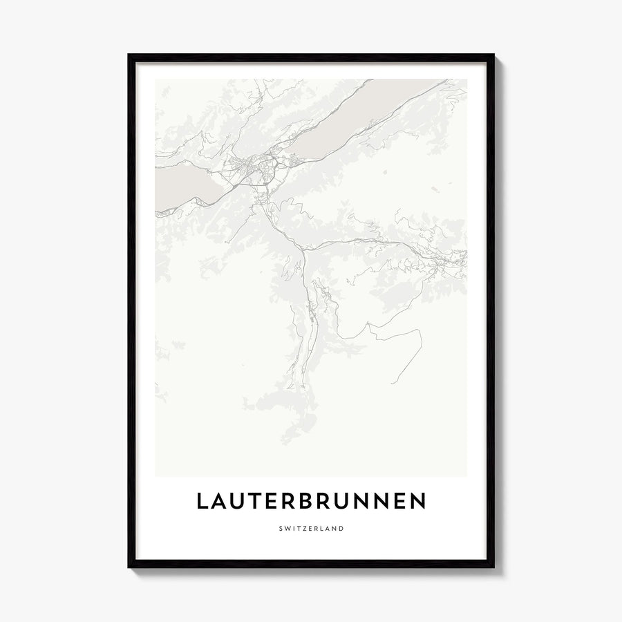 Lauterbrunnen Map Poster, framed poster mockup