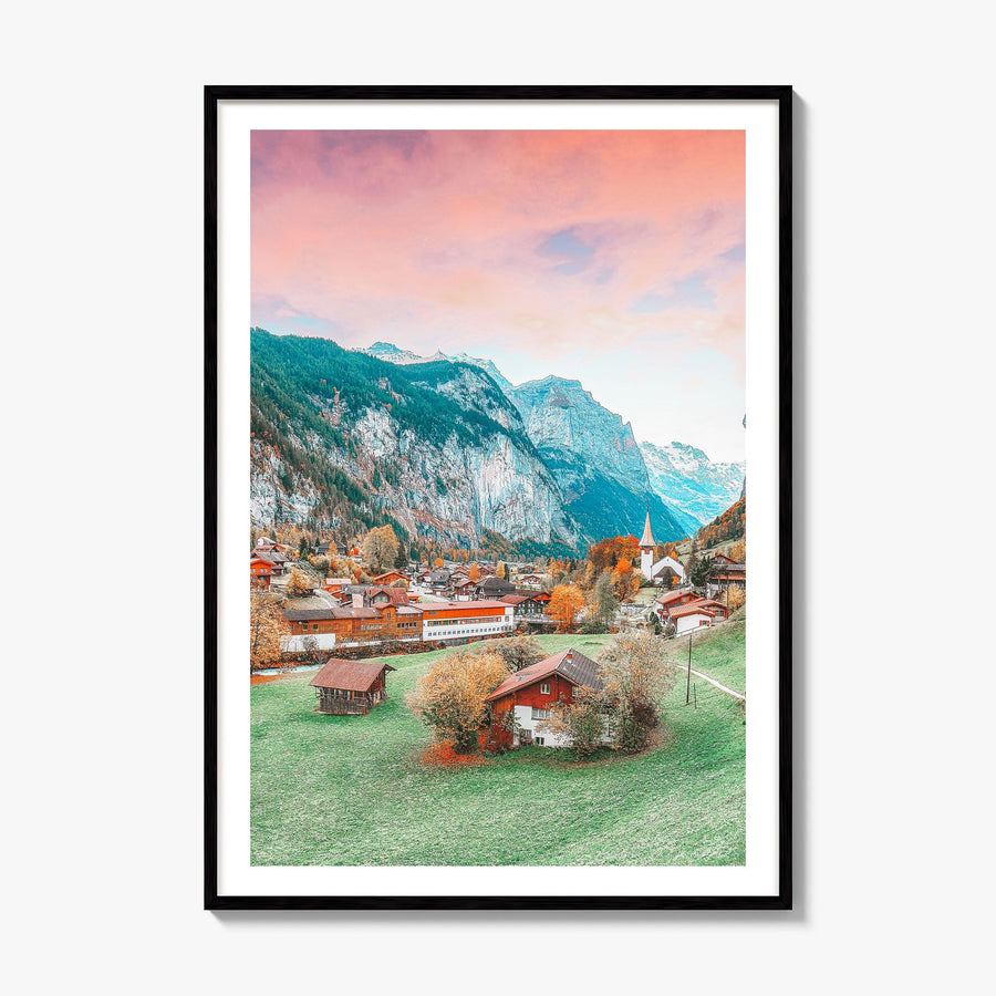 Lauterbrunnen Photo No 1 Poster, framed poster mockup, white border