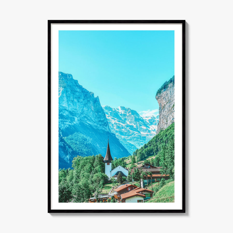 Lauterbrunnen Photo No 2 Poster, framed poster mockup, white border
