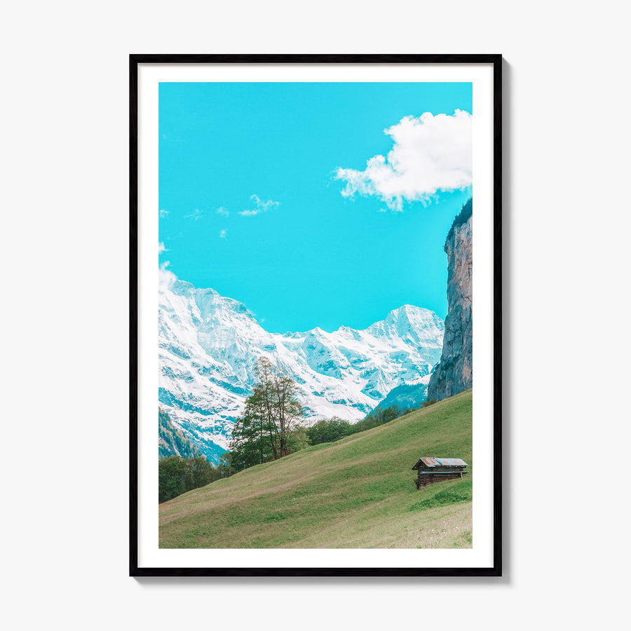 Lauterbrunnen Photo No 3 Poster, framed poster mockup, white border
