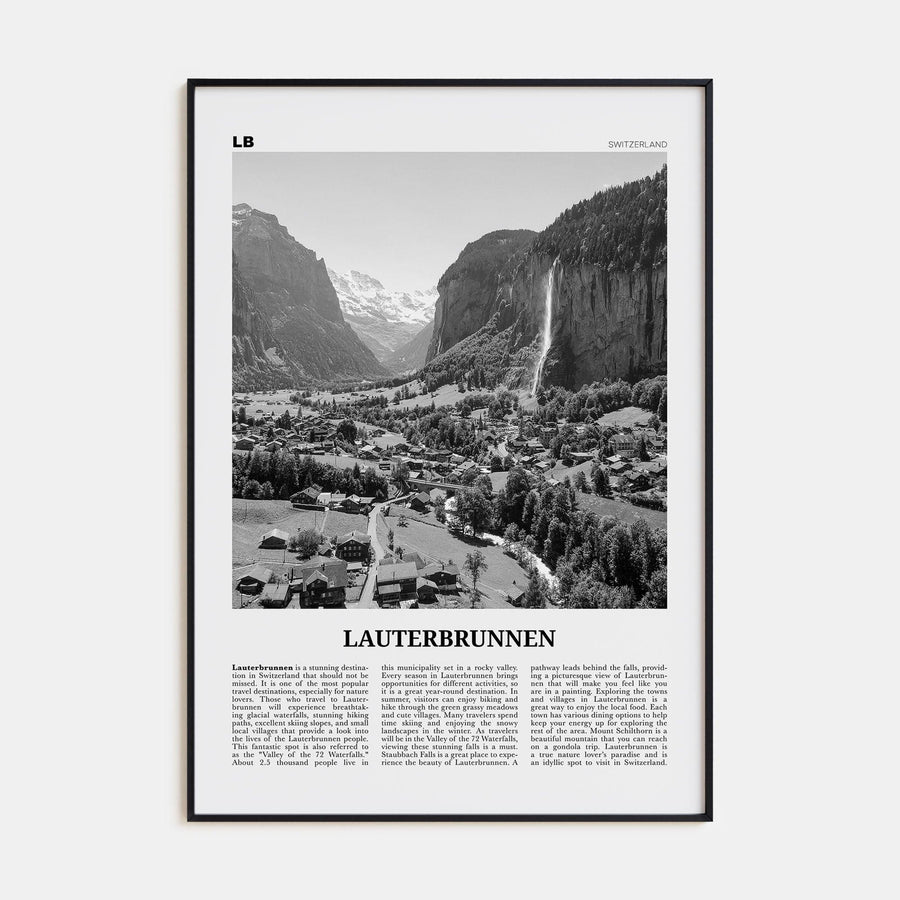 Lauterbrunnen Poster None / 8x12 in Nbourhood Travel B&W Poster