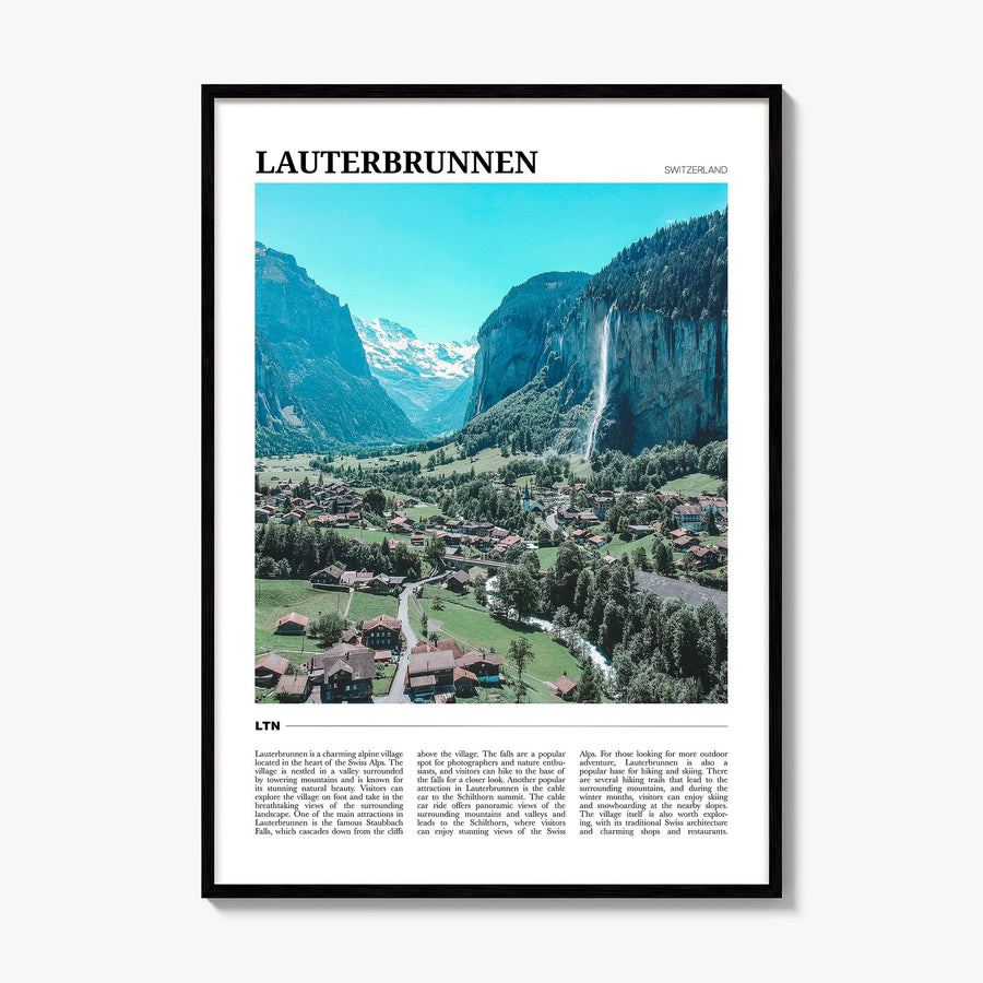 Lauterbrunnen Travel Poster, framed poster mockup