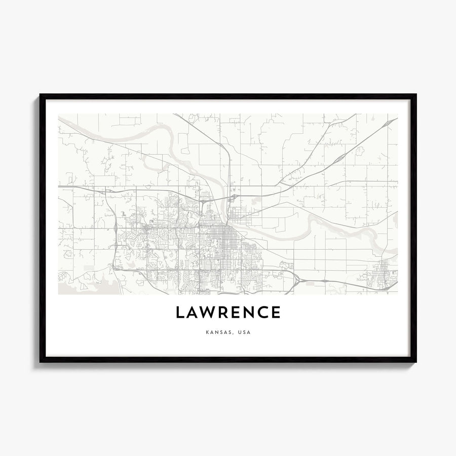 Lawrence, Kansas Map Poster, framed poster mockup
