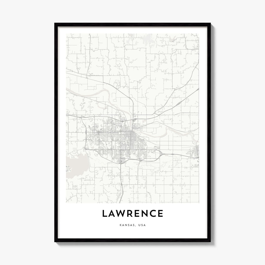 Lawrence, Kansas Map Poster, framed poster mockup