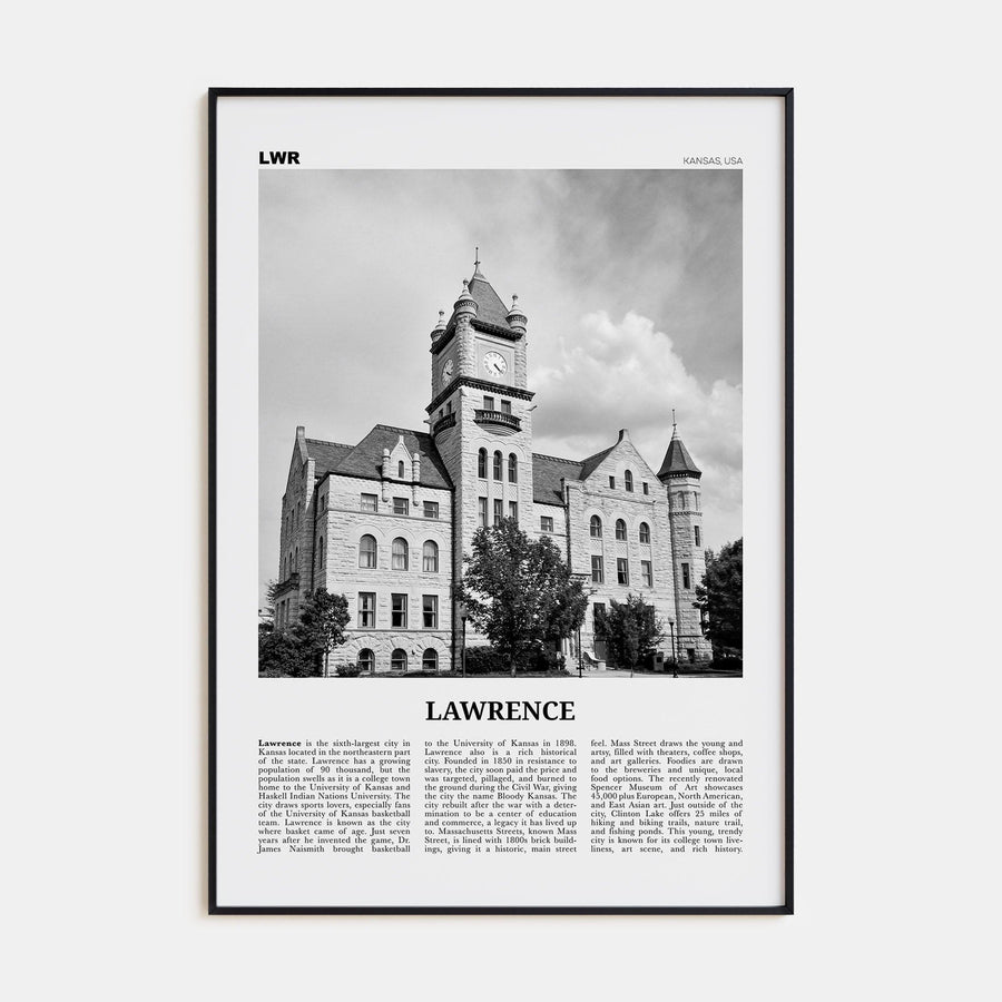 Lawrence, Kansas Poster None / 8x12 in Nbourhood Travel B&W Poster