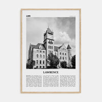 Lawrence, Kansas Poster Natural Wood / 8x12 in Nbourhood Travel B&W Poster