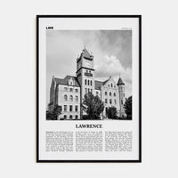 Lawrence, Kansas Poster Black Wood / 8x12 in Nbourhood Travel B&W Poster