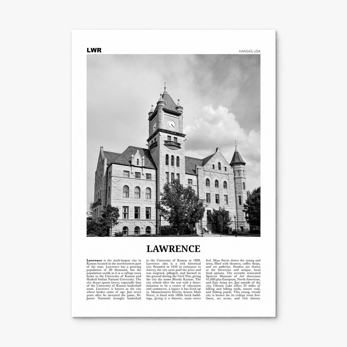 Lawrence, Kansas Newspaper Poster, print only (unframed)