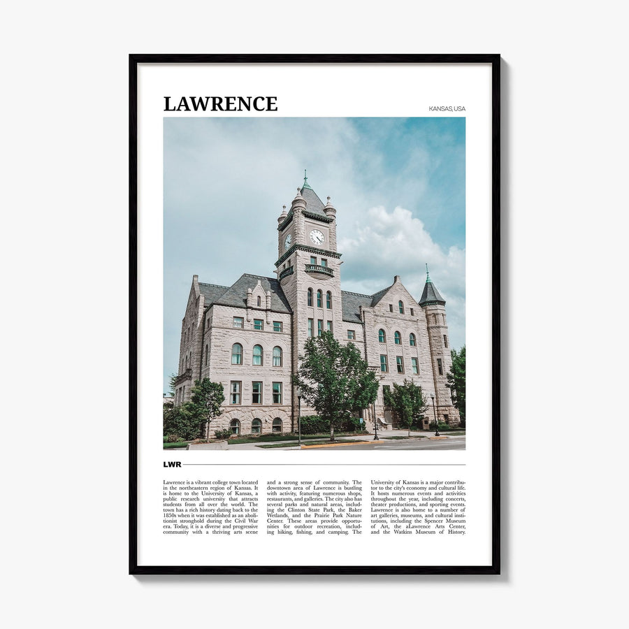 Lawrence, Kansas Travel Poster, framed poster mockup